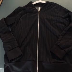 Large Piphany black & white pinstriped Bomber jacket.  Like new!